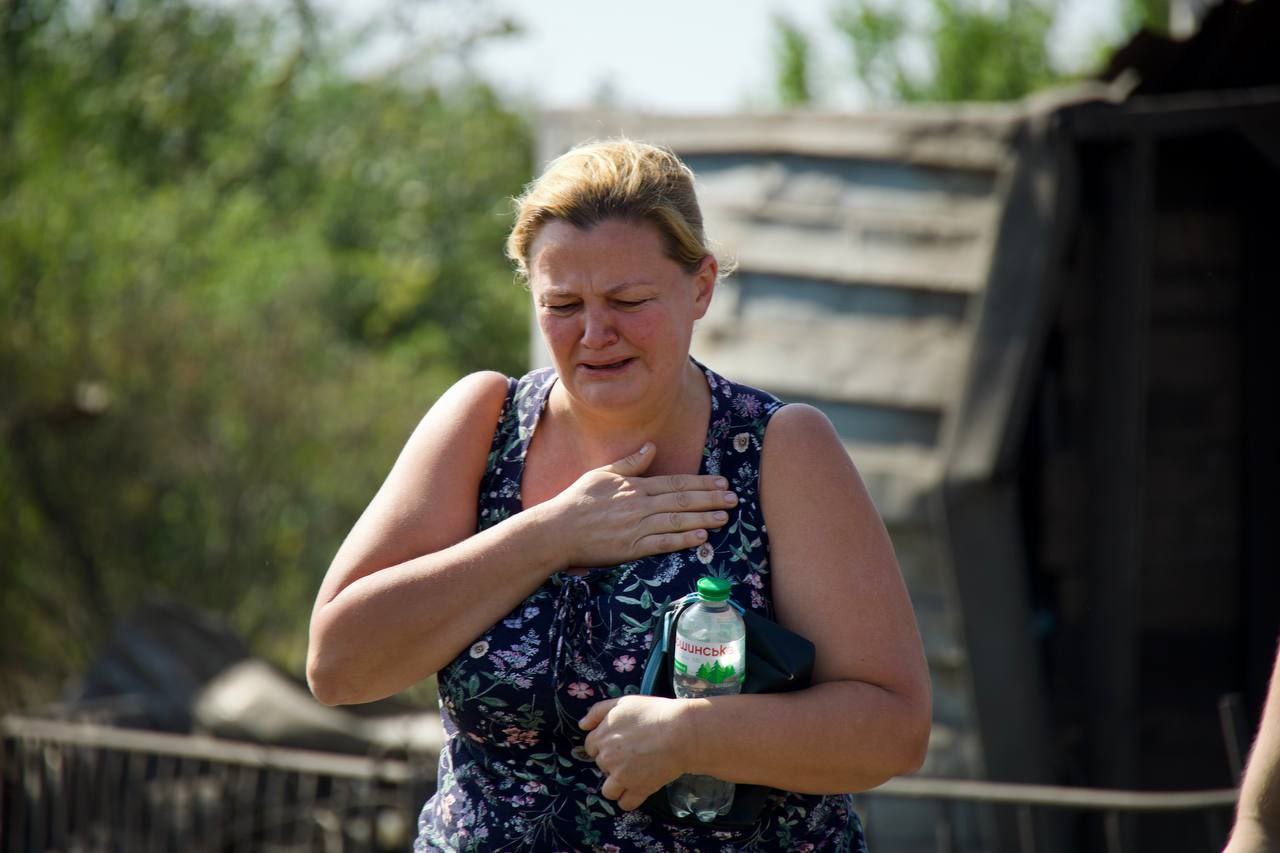 Local resident at the site of shelling of a country cooperative in Dnipropetrovsk Region