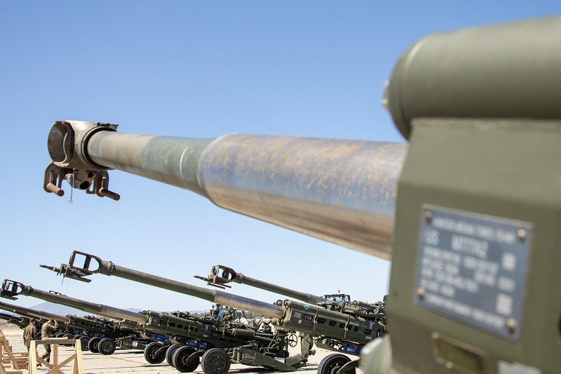 The US Department of Defense sent 155-mm howitzers to Ukraine. 
