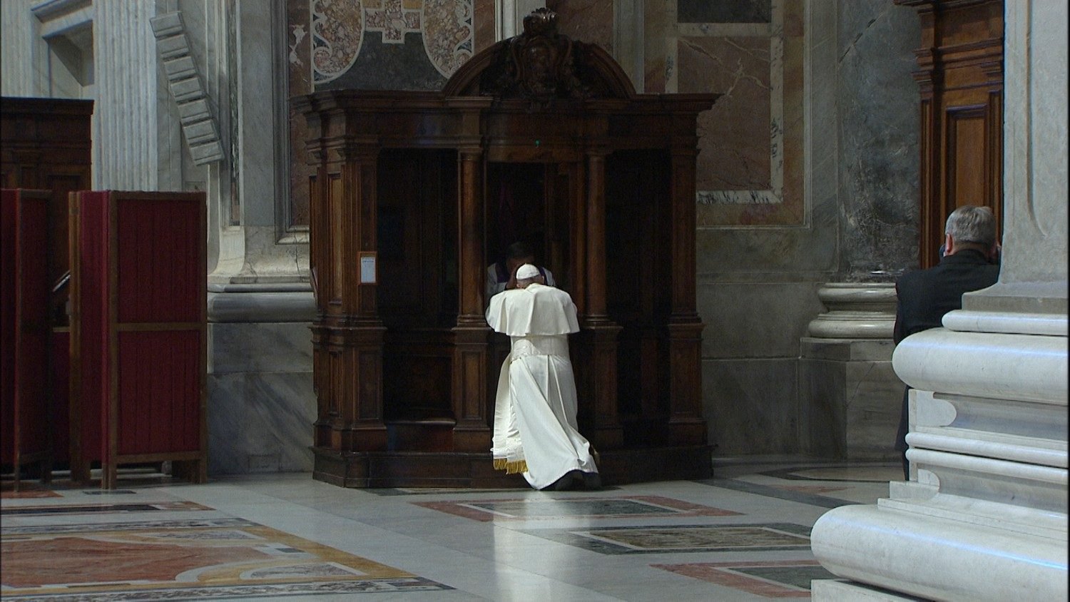 Pope Francis during confession.