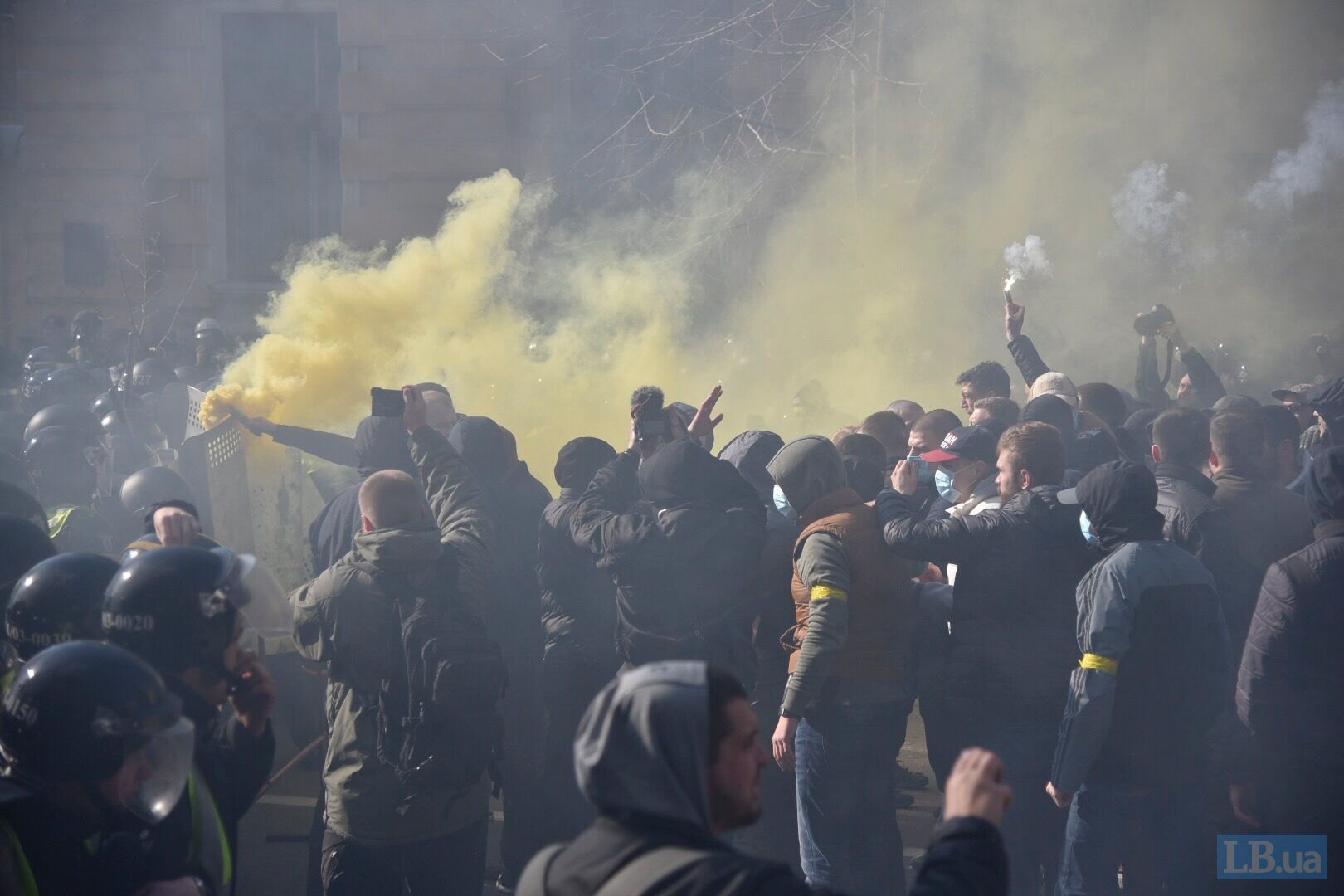 The National Corps protests outside the presidential administration in Kyiv