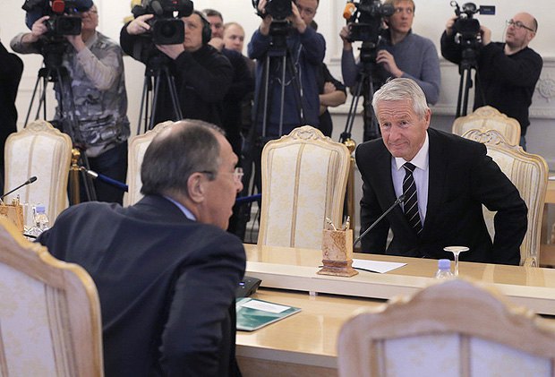 Thorbjorn Jagland and Sergey Lavrov during a meeting in Moscow, 20 October 2017