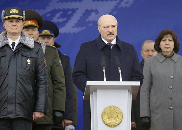 Lukashenka during a parade in Minsk