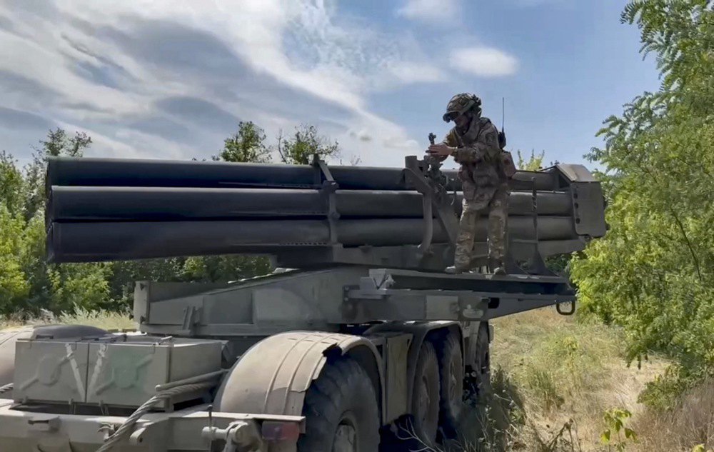 Uragan MLRS of the Vostok troop group of the Russian army on the contact line