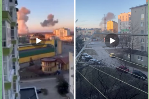 Explosions were reported in Ivano-Frankivsk, next to the airport