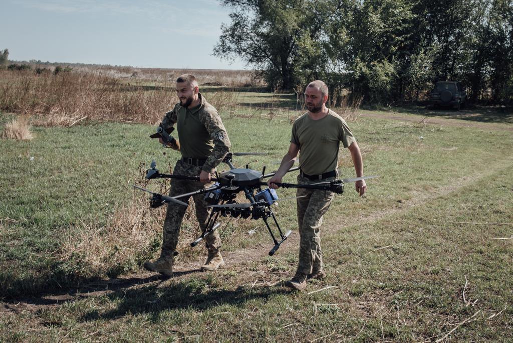 Fighters of the aerial reconnaissance unit Vovky are preparing to use the Vampire attack drone