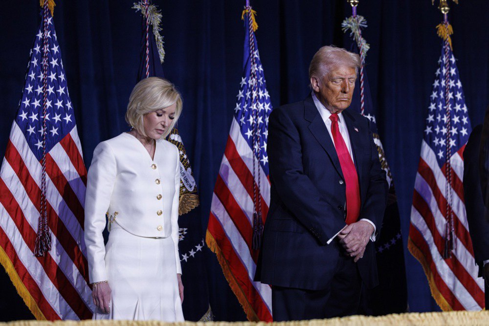  US President Donald Trump and Paula White during the National Prayer Breakfast at the Capitol, 6 February 2025.