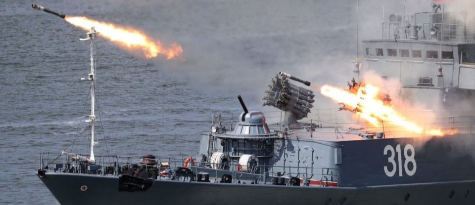 Launch of a cruise missile from a Russian ship