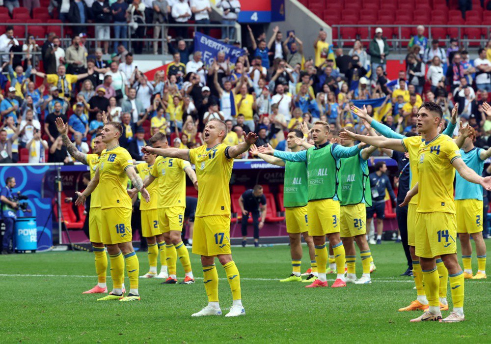 Ukraine players thank fans for their support after defeating Slovakia at Euro 2024