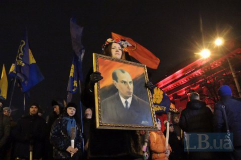 Nationalist ideologist commemorated with torch procession in Kyiv