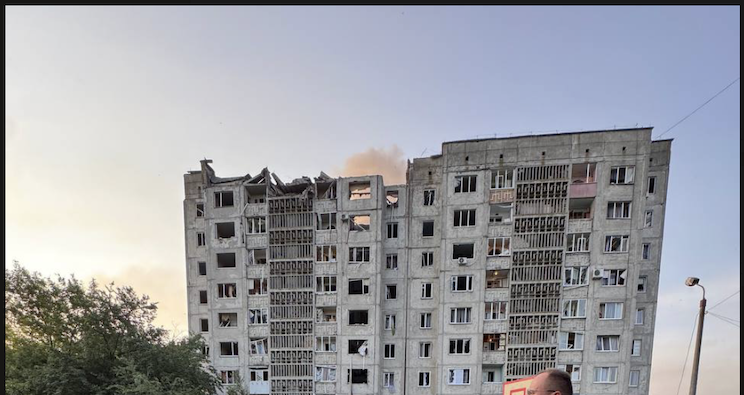 Aftermath after drone strike on Lutsk
