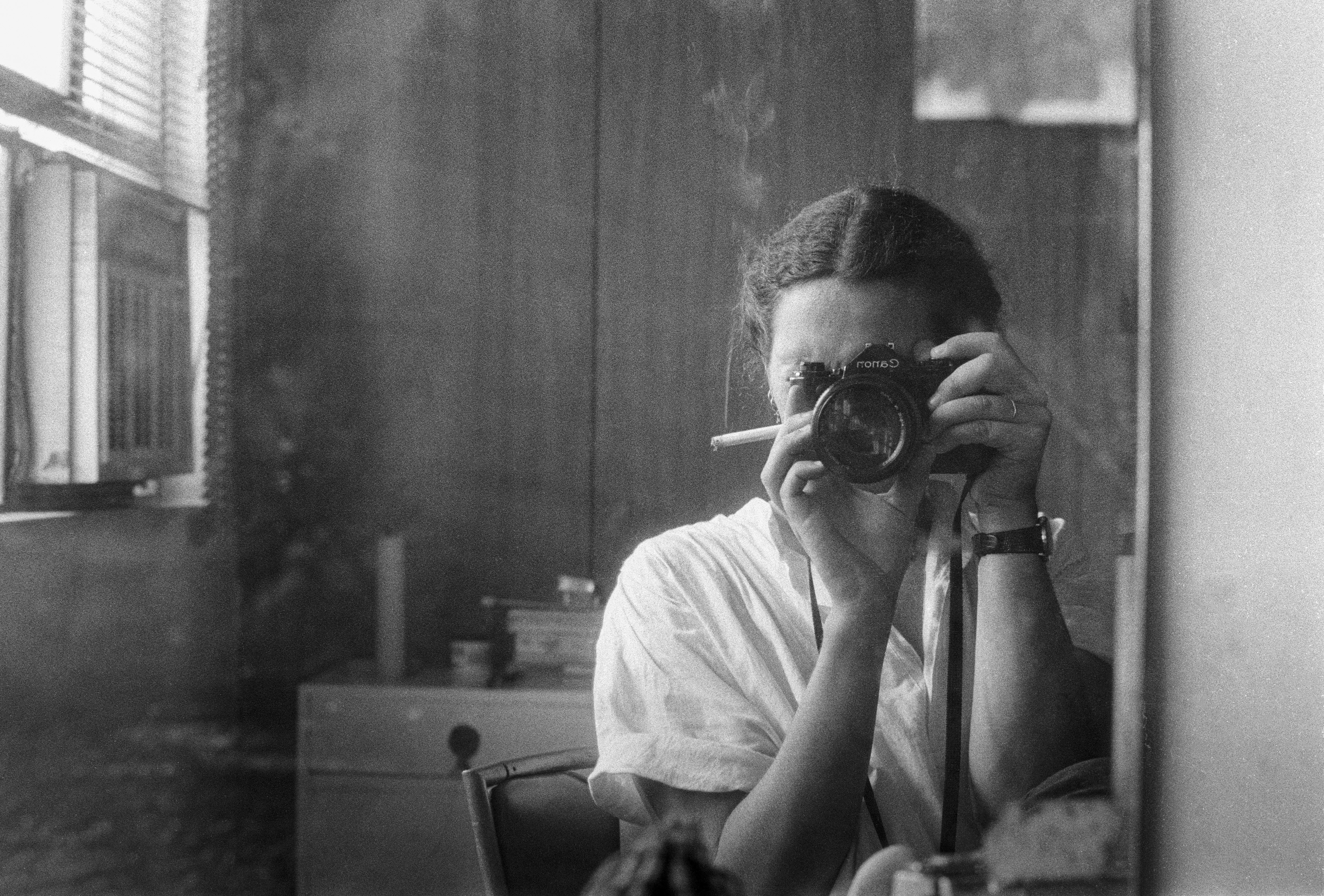 Frankie Raffles with camera and cigarette, self-portrait, 1984–1985