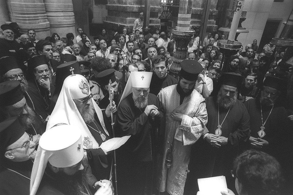 Patriarch Pimen of Moscow and All Russia and Metropolitan Filaret of Kyiv and Galicia in Jerusalem, 1972