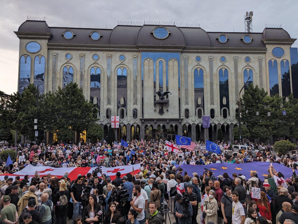 Anti-government protests in Tbilisi in front of the Georgian parliament building.