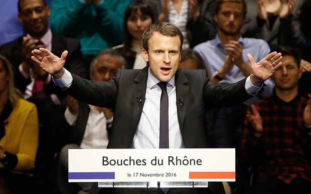 Emmanuel Macron at a campaign rally in Marseille, 17 November 2016