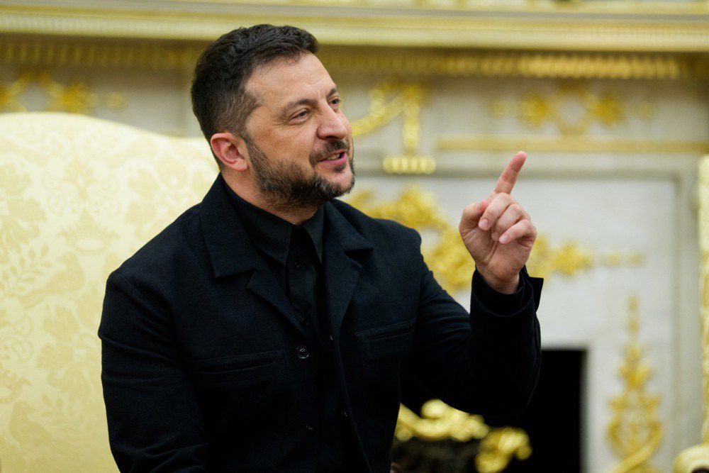 President of Ukraine Volodymyr Zelenskyy during a meeting with Donald Trump in the Oval Office of the White House