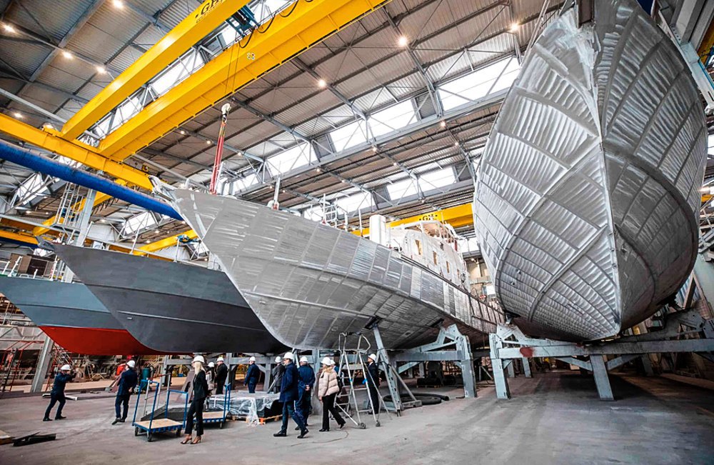 Construction of OCEA FPB 98 patrol boats by OCEA, October 2021