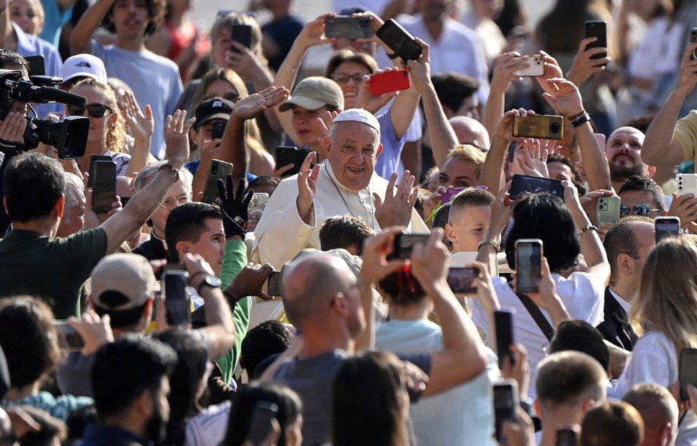 Pope Francis during the weekly general audience in St Peter's Square in Vatican City, 28 August 2024