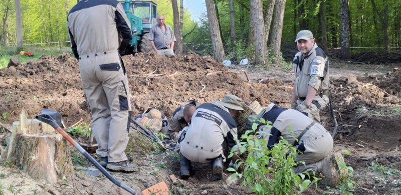Exhumation of victims of the Volhynia tragedy in the village of Puzhnyky in the Ternopil Region.
