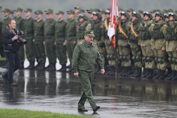 Lukashenka during the Belarusian-Russian military exercise Zapad 2017