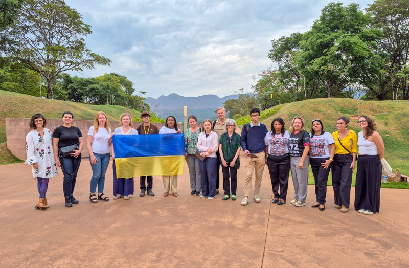 Ukrainian delegation during visit to the memorial