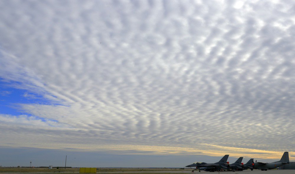 Romanian Air Force F-16 Falcon fighter jets stand on the runway during the opening ceremony of the European F-16 Training Centre at the 86th Air Base in Borca, Romania, 13 November 2023