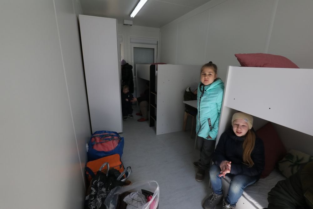 Residents of the modular town in Lviv.