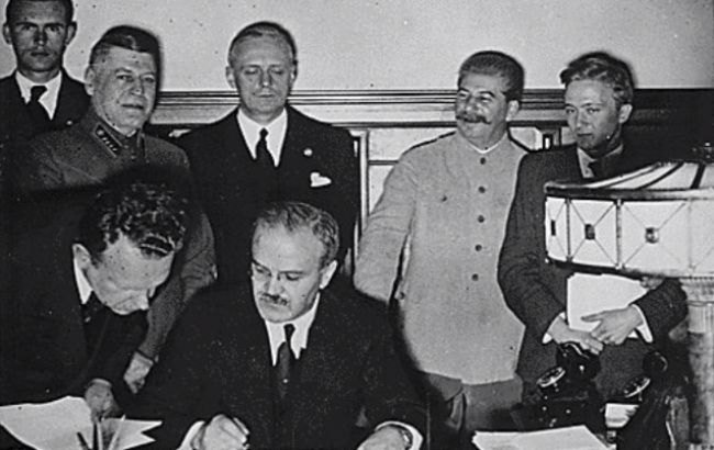 Signing of the Molotov-Ribbentrop Pact in 1939.