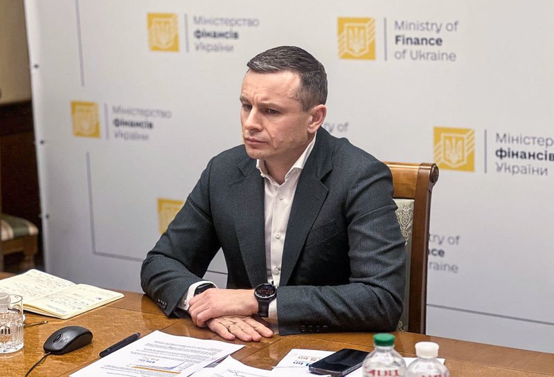 Ukrainian Finance Minister Serhiy Marchenko during an online meeting of the G7 financial bloc and the Steering Committee of the interagency Donor Coordination Platform of Ukraine 