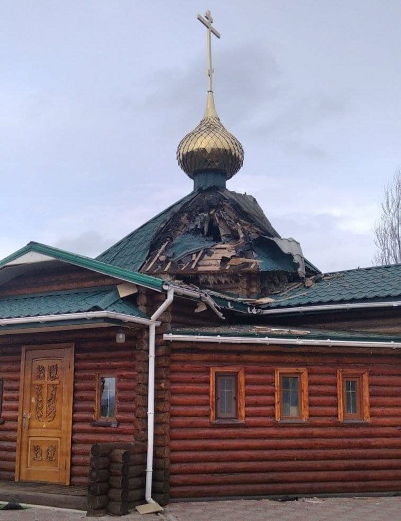 The damaged church in honour of St Luke of Crimea in Rubizhne, the Severodonetsk diocese