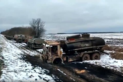 Ukrainian fighters defeat supply column of Russian occupiers in Chernihiv region