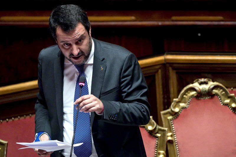 Italian Deputy Prime Minister and Interior Minister Matteo Salvini during a speech in the Senate,
Rome, 25 October 2018