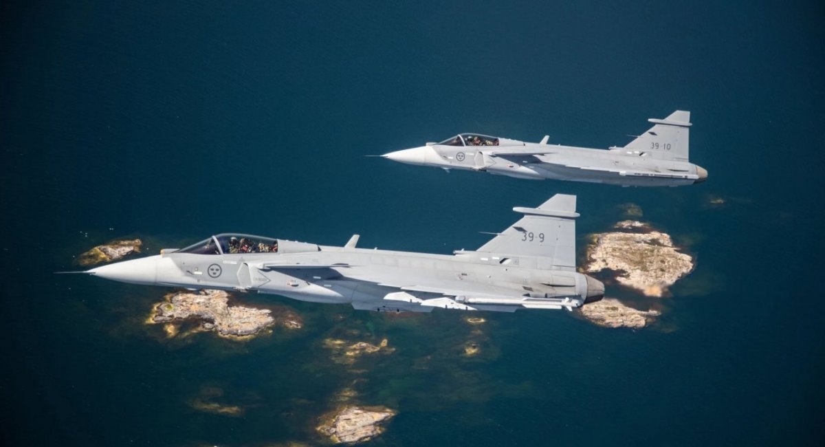  Gripen fighter jets of the Swedish Air Force.