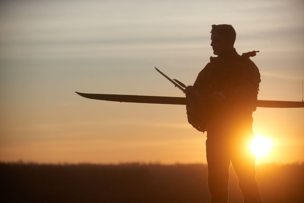  A Ukrainian serviceman with a drone