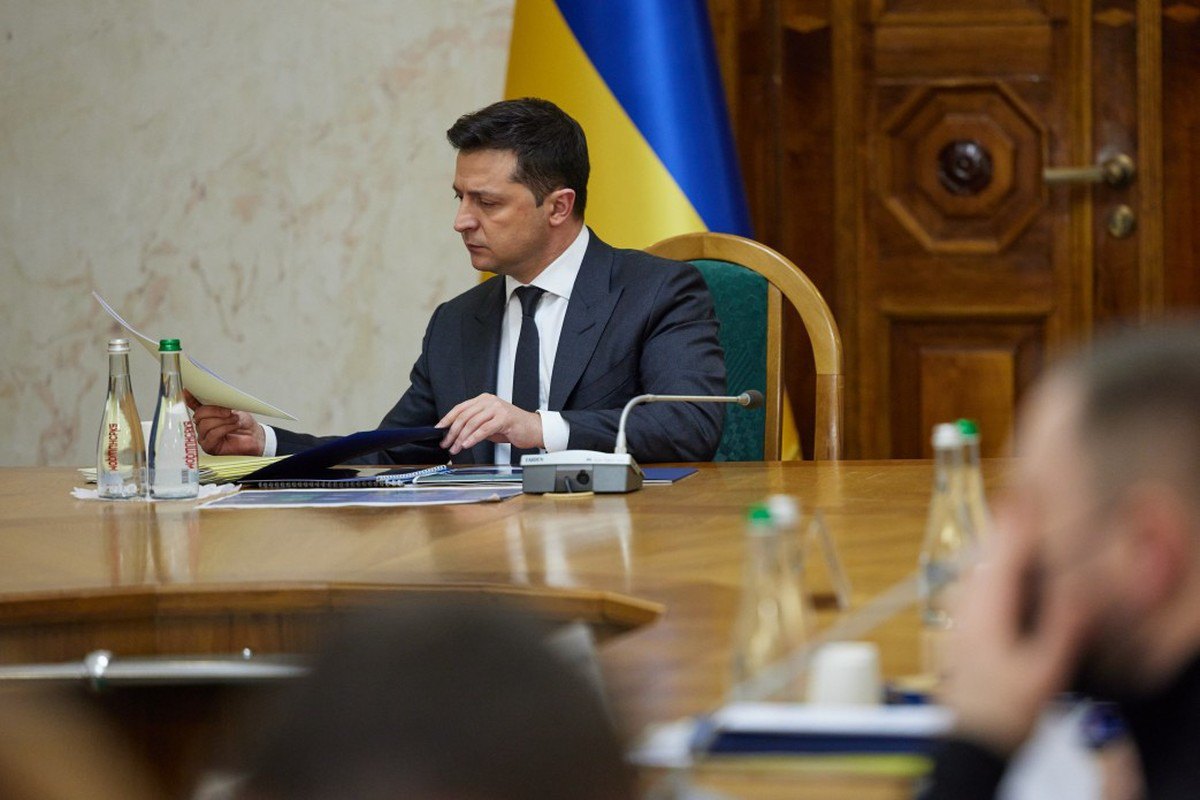 President Volodymyr Zelenskyy during the meeting of the National Security and Defence Council