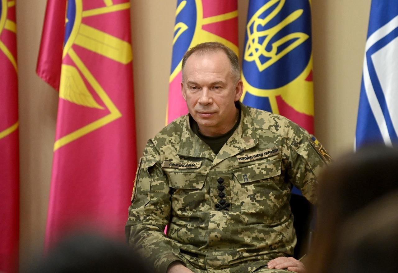 General Oleksandr Syrskyy, commander-in-chief of the Armed Forces of Ukraine, during a press conference