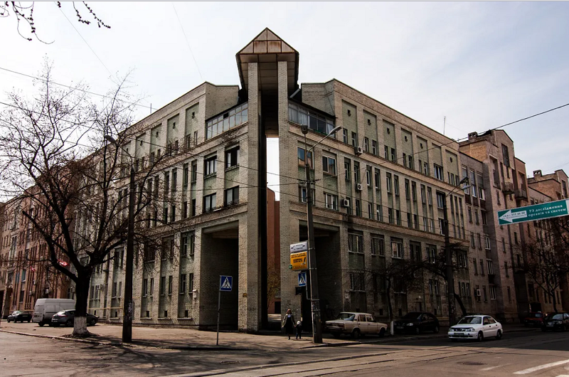 Part of a postmodern residential complex in Podil