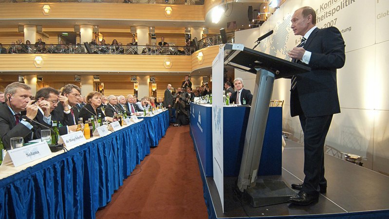 Putin's speech at the Munich Security Conference in 2007.