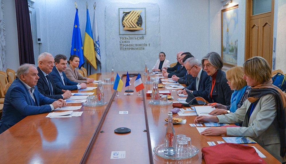 MEDEF delegation during a meeting with the ULIE leadership in Kyiv, 9 February 2023