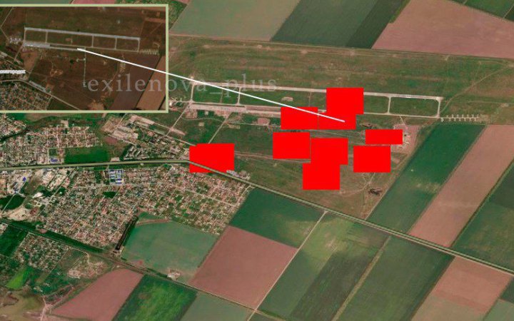 Consequences of the strike on the airfield in Primorsko-Akhtarsk, Krasnodar Krai, National Aeronautics and Space Administration (NASA).