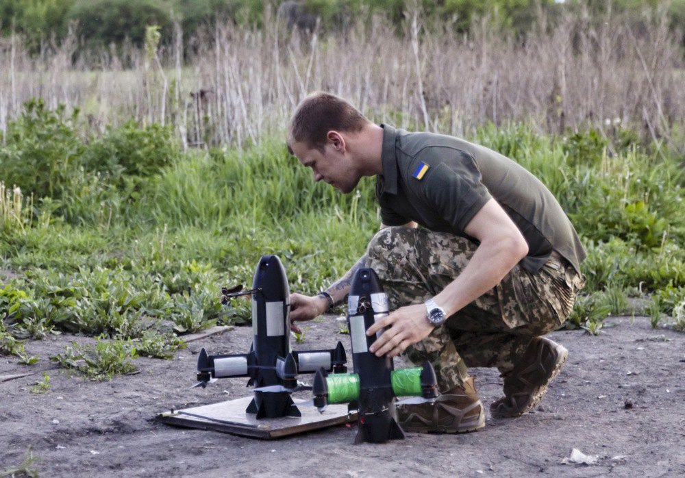 A serviceman from the 116th Mechanised Brigade prepares a Ukrainian-made P1-Sun drone to intercept Shaheds and other attack or reconnaissance drones in the north of the Kharkiv Region, 20 May 2026