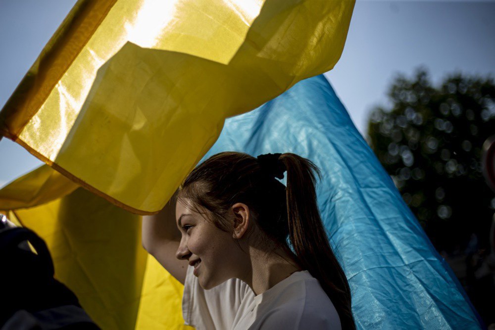 Pro-Ukrainian rally in Bratislava, May 2022.