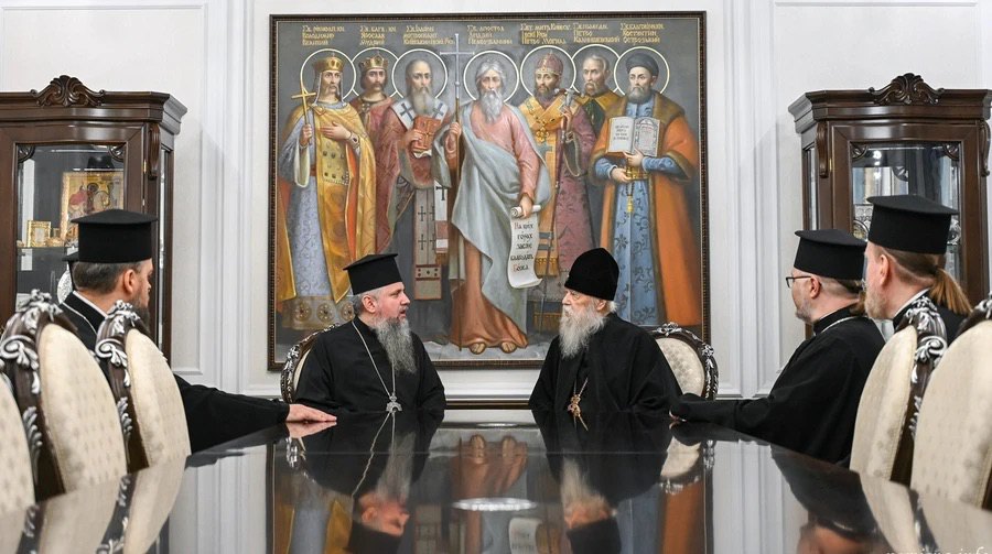Meeting of the Patriarch of the UOC of the Kyiv Patriarchate Filaret with the Primate of the OCU, Metropolitan Epiphanius, on 5 November, 2025.