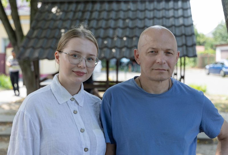 Chaplain Vasyl Fedorenko with his daughter