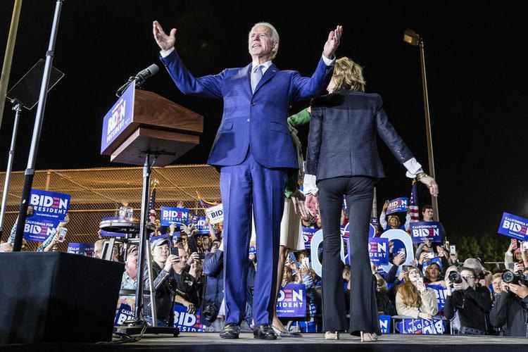 Biden addresses supporters in Los Angeles