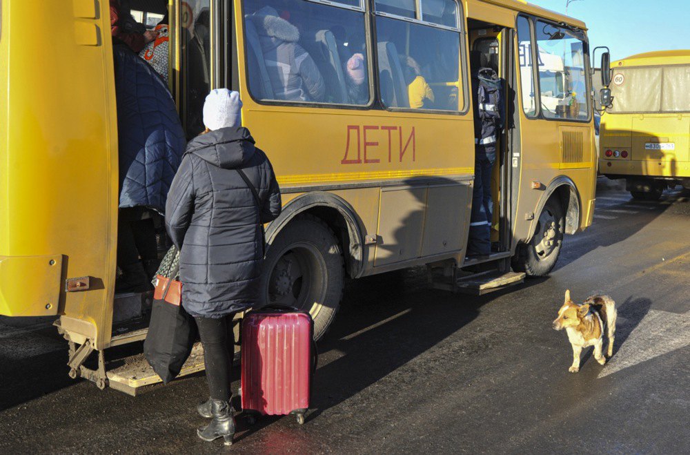  Evacuation bus from Donetsk to Rostov Region, 19 February 2022.