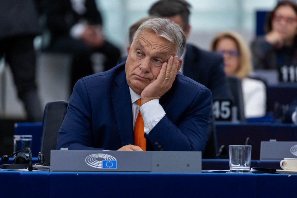 Hungarian Prime Minister Viktor Orbán in the European Parliament, 9 October, 2024.