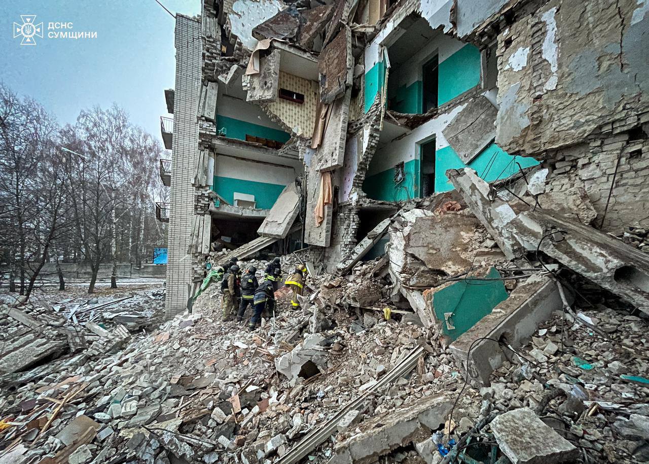 The dormitory destroyed by a Shahed drone