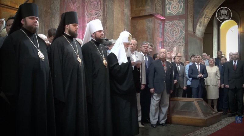 Patriarch Filaret said a Prayer to the Lord in the days of the Russian invasion in Sofia Kyiv, 24 May, 2014
