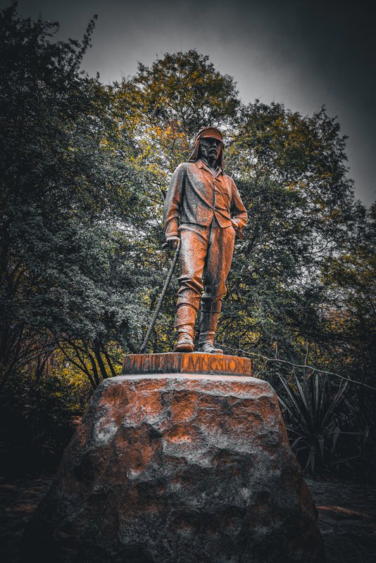 Monument to David Livingston on the banks of the Zambezi River, which he discovered in 1855