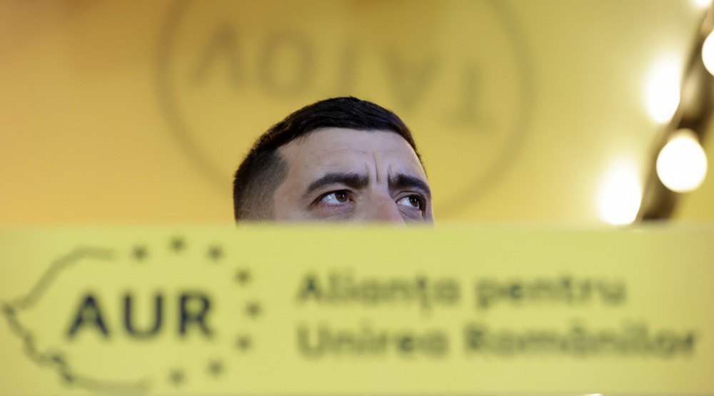 The leader of the far-right Alliance for Romanian Unity (AUR) George Simion